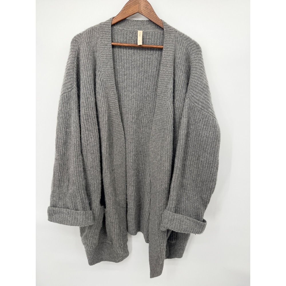 Nap Cardigan Womens L Grey Good 100% Cashmere Oversized Open Front 20R30W005